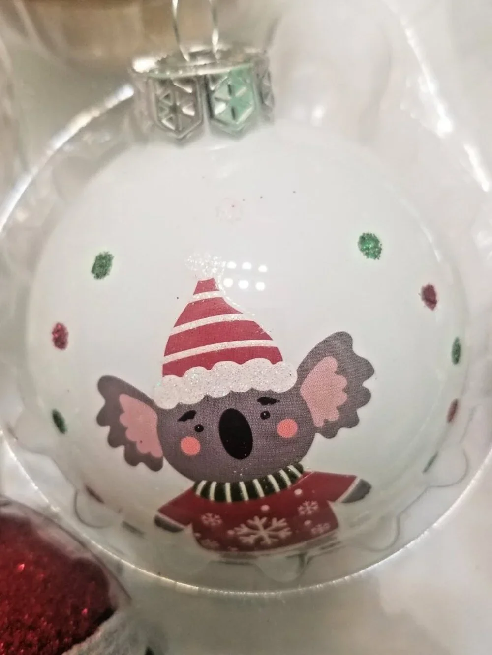 8 Ornaments Winter Christmas Tree Glass Ornaments Glitter Sparkles